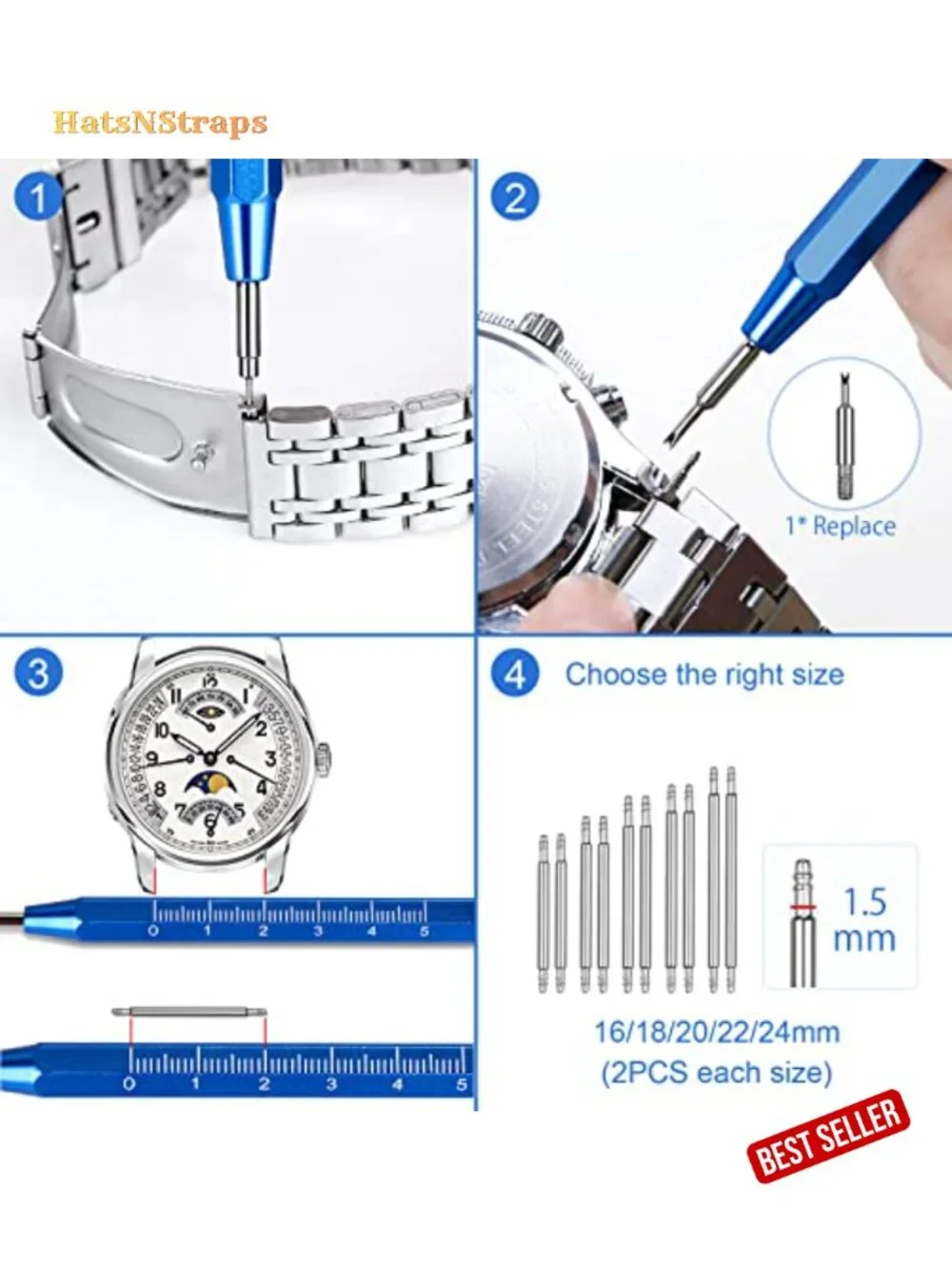 Watch Link Removal Tool Kit for Strap Repair and Resizing with 21 Pieces